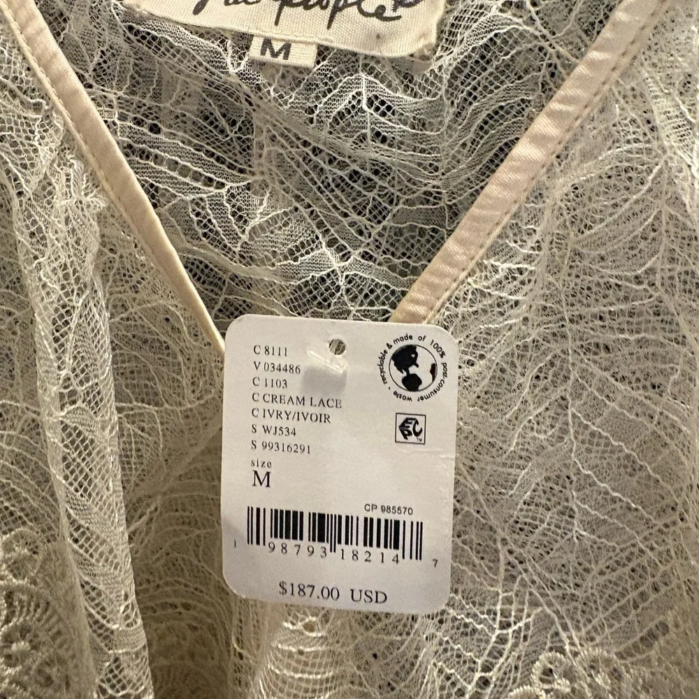 Free People Nigel Preston Victorian Lace Blouse Cream Lace Medium NWT